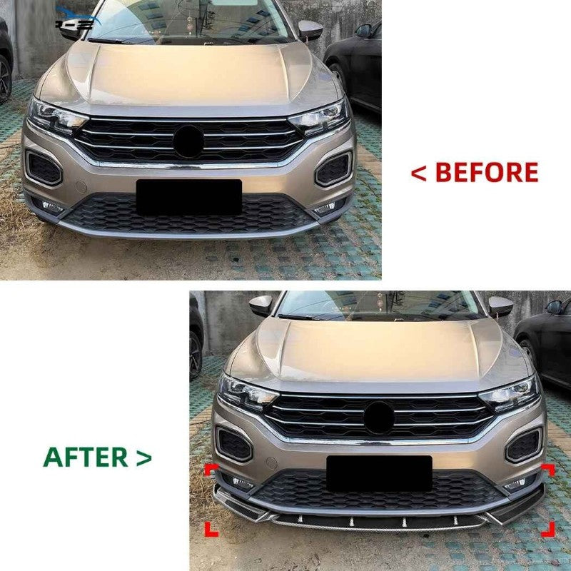 Car Craft Compatible With Volkswagen Vw T-roc Troc 2018-2022 Front Bumper Lip Splitter Skirts Zst-1523 Gb Glossy Black CC-10007 - CAR CRAFT INDIA