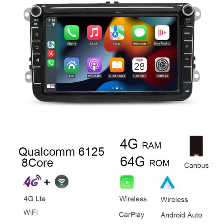 Car Craft Compatible With Vw Volkswagen Golf Polo Skoda Rapid Octavia Tiguan Passat B7 Jetta Radio Android Multimedia Infotainment Player With Wireless Carplay And Android Auto 4+64gb 8 Inch