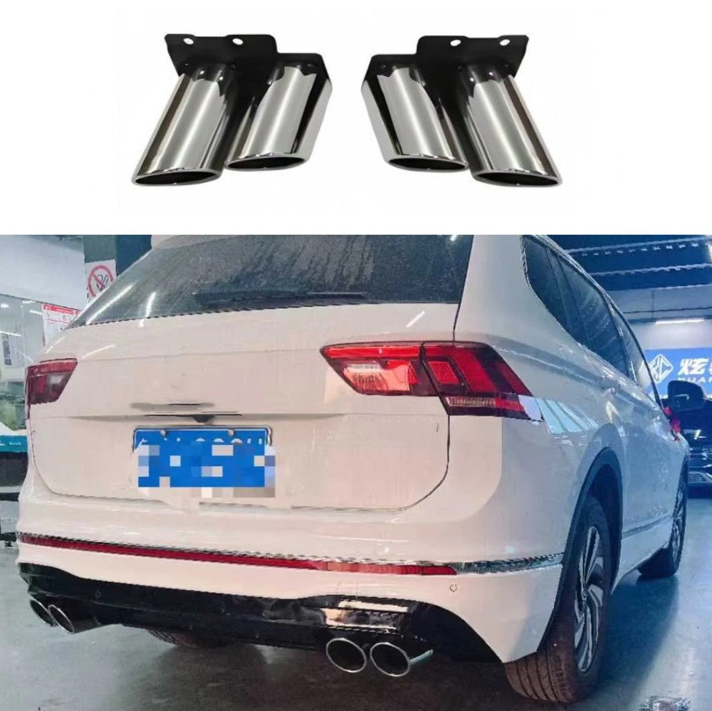 Car Craft Compatible With Vw Volkswagen Tiguan 2016-2023 Upgrade Facelift Convert To R Line Style Rear Bumper Exhaust Pipe Tip Silver Dlz080219045411 Dlz080219045412