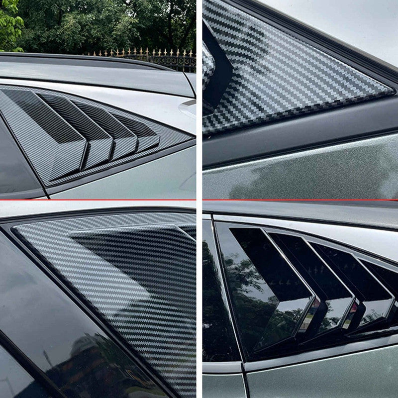 Car Craft Compatible With Hyundai Tucson 2021-2025 Car Rear Window Shutter Cover Louver Side Vent Trim Triangle Carbon Fiber Look