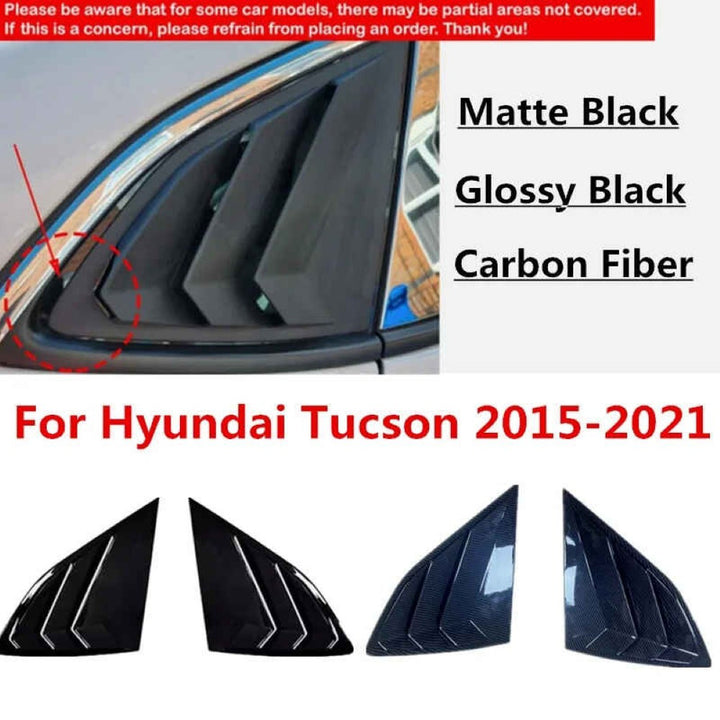 Car Craft Compatible With Hyundai Tucson 2016-2020 Car Rear Window Shutter Cover Louver Side Vent Trim Triangle Glossy Black