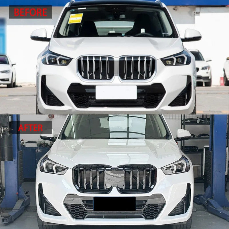 Car Craft Compatible With Bmw X1 U11 2023+ Front Bumper Show Grill Glossy Black CC-9077
