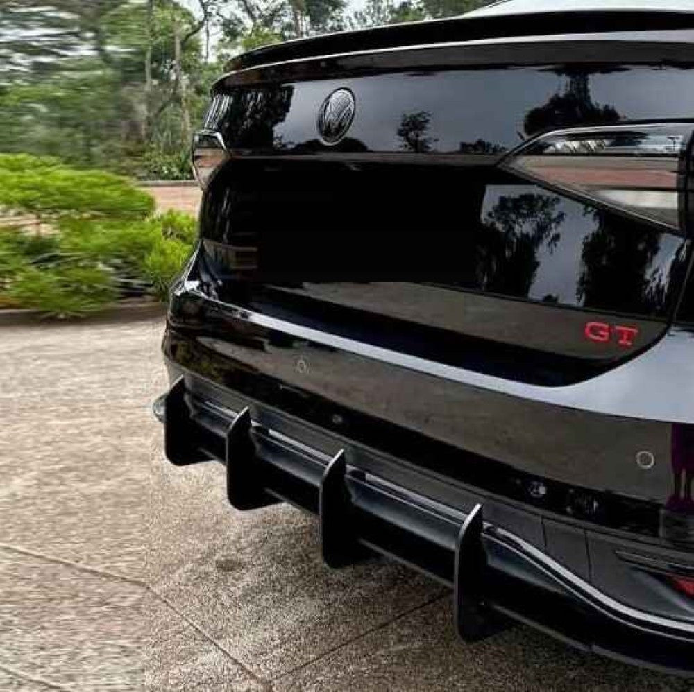 Car Craft Compatible With Volkswagen Vw Virtus 2023-2026 Car Rear After Bumper Lip Diffuser Skirt Trim Blade Style Black