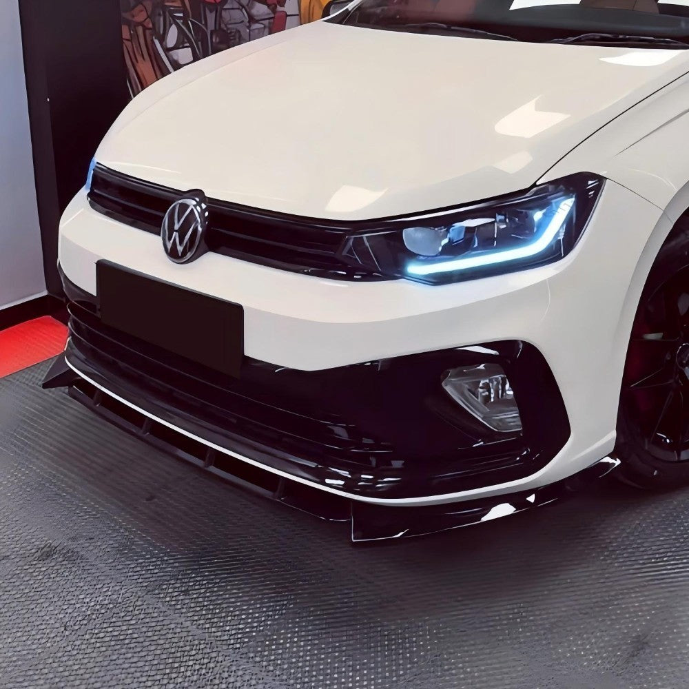 Car Craft Compatible With Vw Volkswagen Virtus 2023+ Front Bumper Lip Splitter Skirts Glossy Black Ar-vw-0233 CC-7964