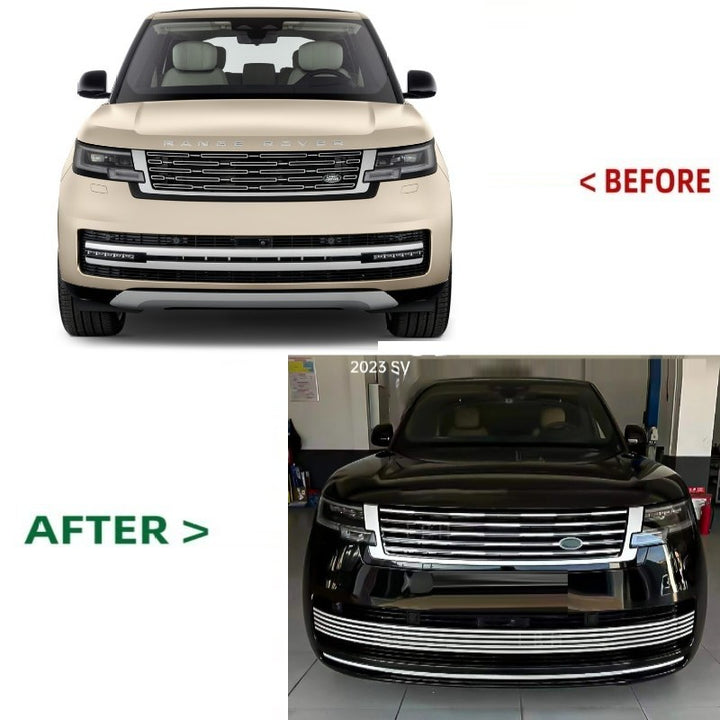 Car Craft Compatible With Land Range Rover Rr Vogue L460 2023-2025 Upgrade Facelift Conver To 2023 Sva Bodykit Front Bumper Mesh Side Vent Splitter Skirts Grill Silver - CAR CRAFT INDIA