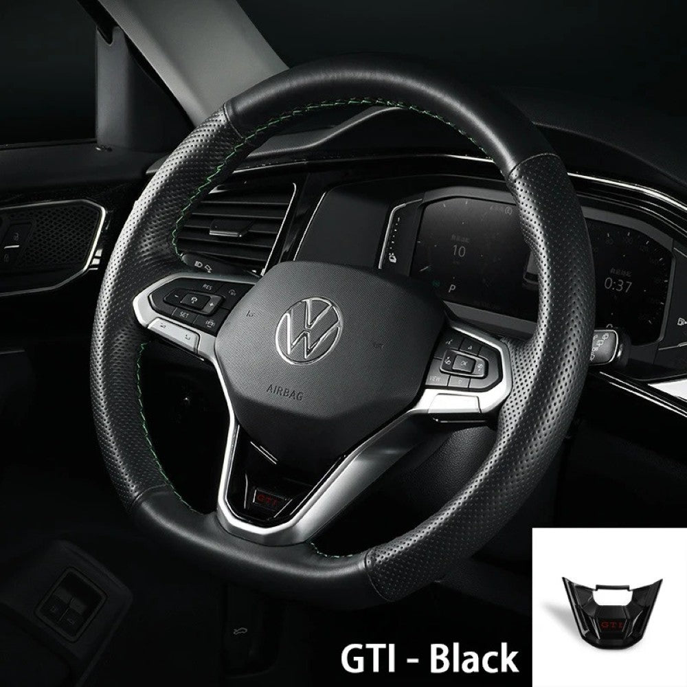 Car Craft Compatible With Volkswagen Virtus Arteon Golf 8 Vw Id.3 Passat B8 T-cross Tiguan Touareg Vw T6 Steering Wheel Trim Badge Logo Gti Line Black