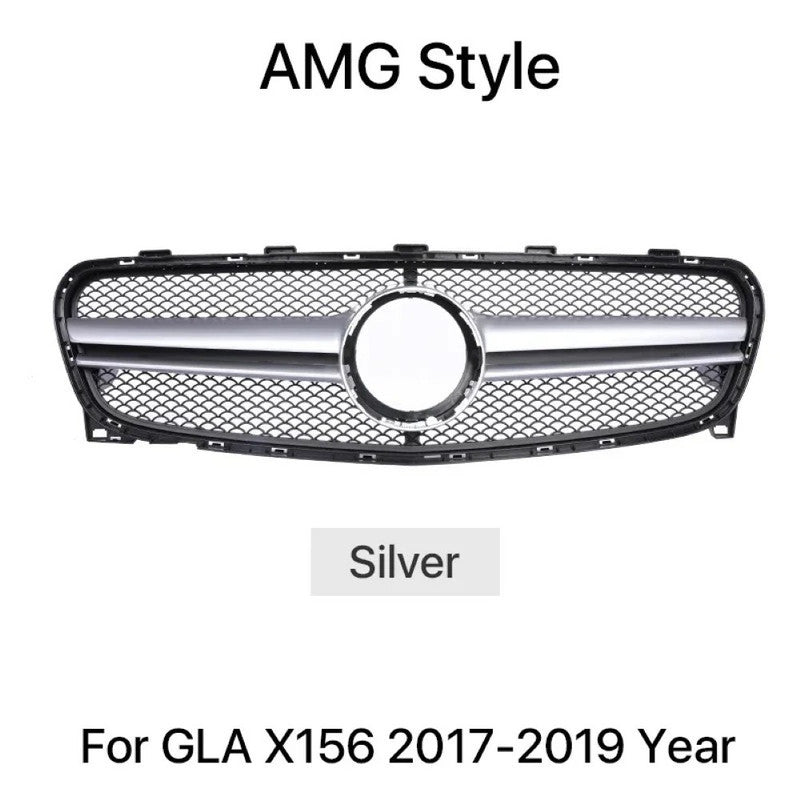 Car Craft Compatible With Mercedes Benz Gla W156 X156 Lci 2017-2020 Front Bumper Show Grill Amg Silver Amg45