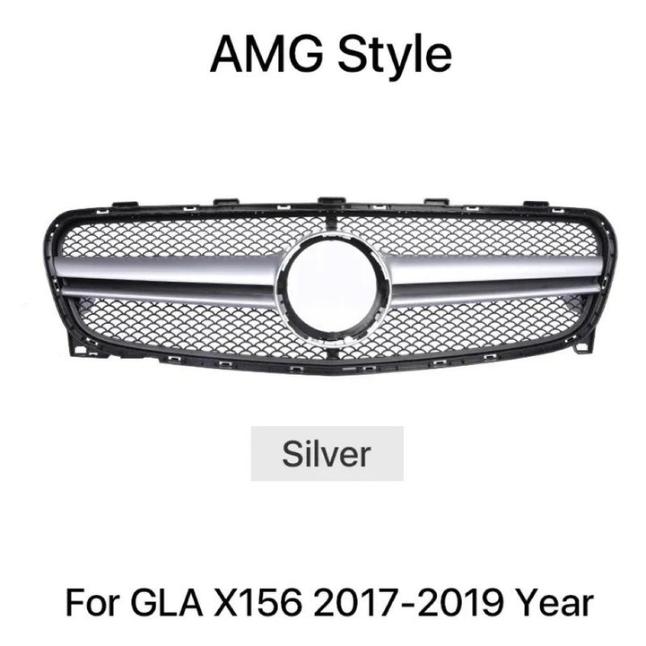 Car Craft Compatible With Mercedes Benz Gla W156 X156 Lci 2017-2020 Front Bumper Show Grill Amg Silver Amg45