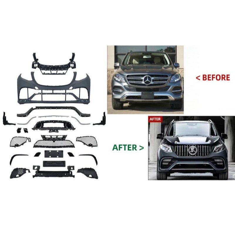 Car Craft Compatible With Mercedes Benz Gle W166 2016-2019 Front Rear Bumper Upgrade Convert To Amg Gle63 Amg Bumper Bodykit Set W166-008 Gc