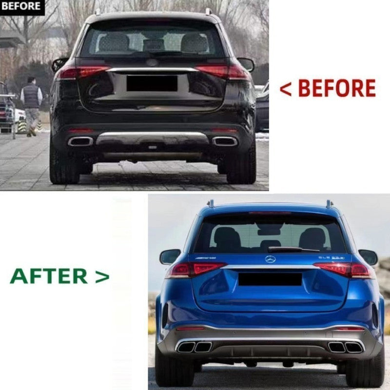 Car Craft Compatible With Mercedes Benz Gle W167 2019-2024 Upgrade Convert To Gle63 Amg Bodykit Rear After Bumper Diffuser Exhaust Pipe Tip Black Round Gc W167-016 Bl