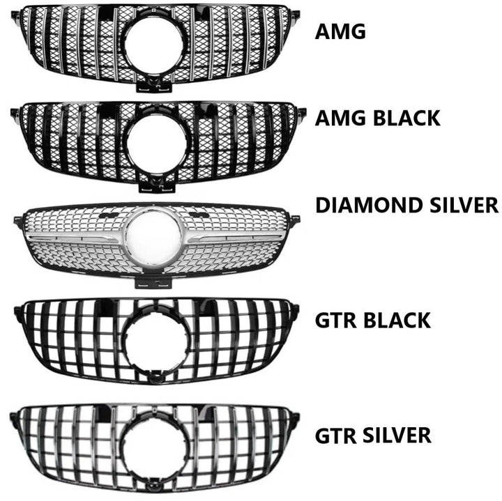 Car Craft Compatible With Mercedes Benz Gle W166 2016-2019 Upgrade Front Bumper Amg Show Grill Amg Silver Gc CC-9604