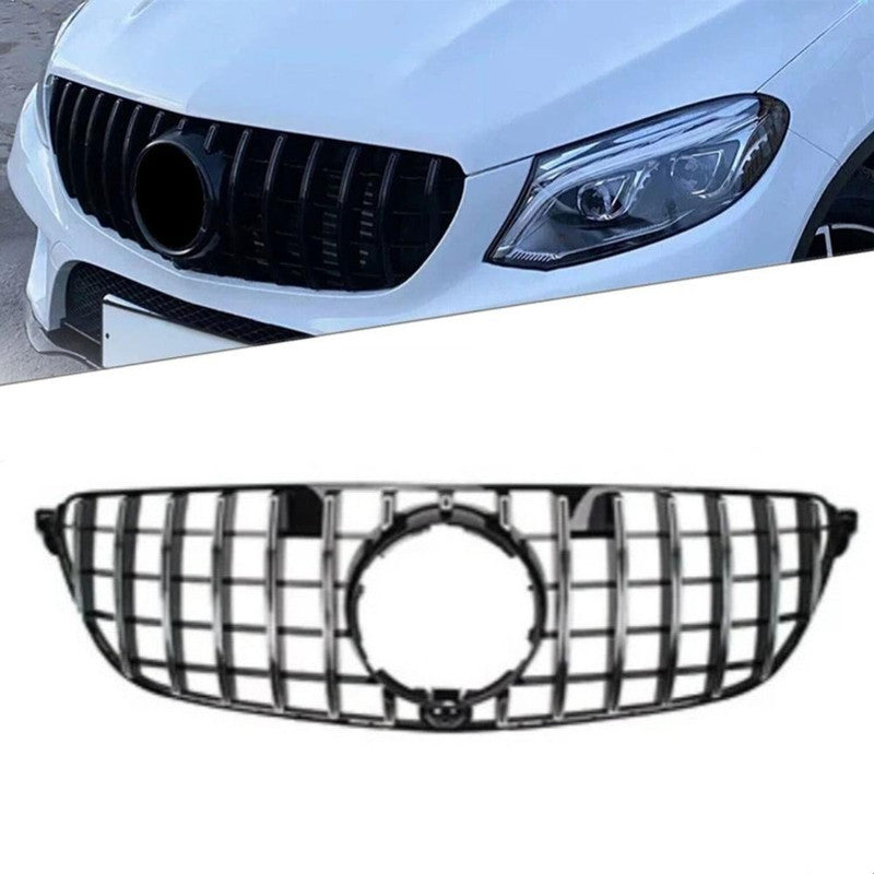 Car Craft Compatible With Mercedes Benz Gle W166 2016-2019 Upgrade Front Bumper Amg Show Grill Gtr Silver Gc CC-9602