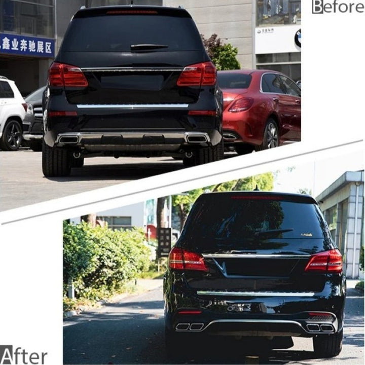 Car Craft Compatible With Mercedes Benz Gls W166 X166 2016-2019 Amg Rear Bumper Upgrade Convert To Gle63 Amg Exhaust Tip Pipe Dual Silver Chrome Gc