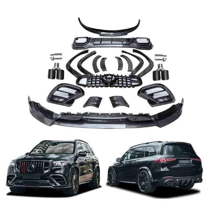 Car Craft Compatible With Mercedes Benz Gls W167 X167 2019-2025 Amg Bumper Brabus B900 Bodykit Real Carbon Fiber Grill Splitter Skirts Spoiler Front Rear Lip Diffuser Exhaust Tip Canard - CAR CRAFT INDIA