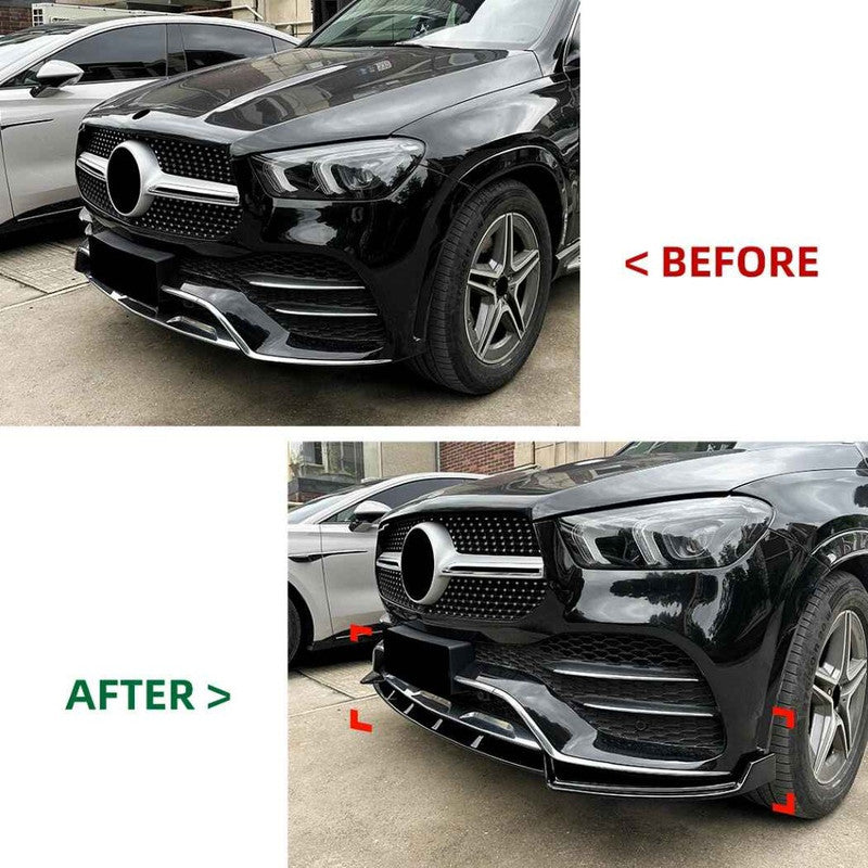 Car Craft Compatible With Mercedes Benz Gle Class W167 X167 C167 2019-2023 Amg Line Front Bumper Lip Splitter Skirts Zst-1083 Gb Glossy Black - CAR CRAFT INDIA