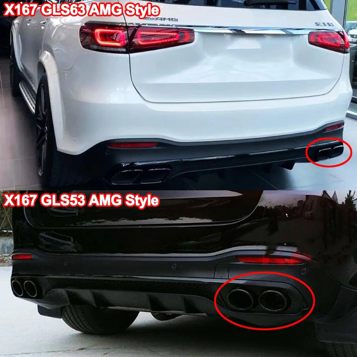 Car Craft Compatible With Mercedes Benz Gls Gle W167 X167 2019-2025 Amg Exhaust Tip Pipe Dual Round Black Gc W167-016 - CAR CRAFT INDIA