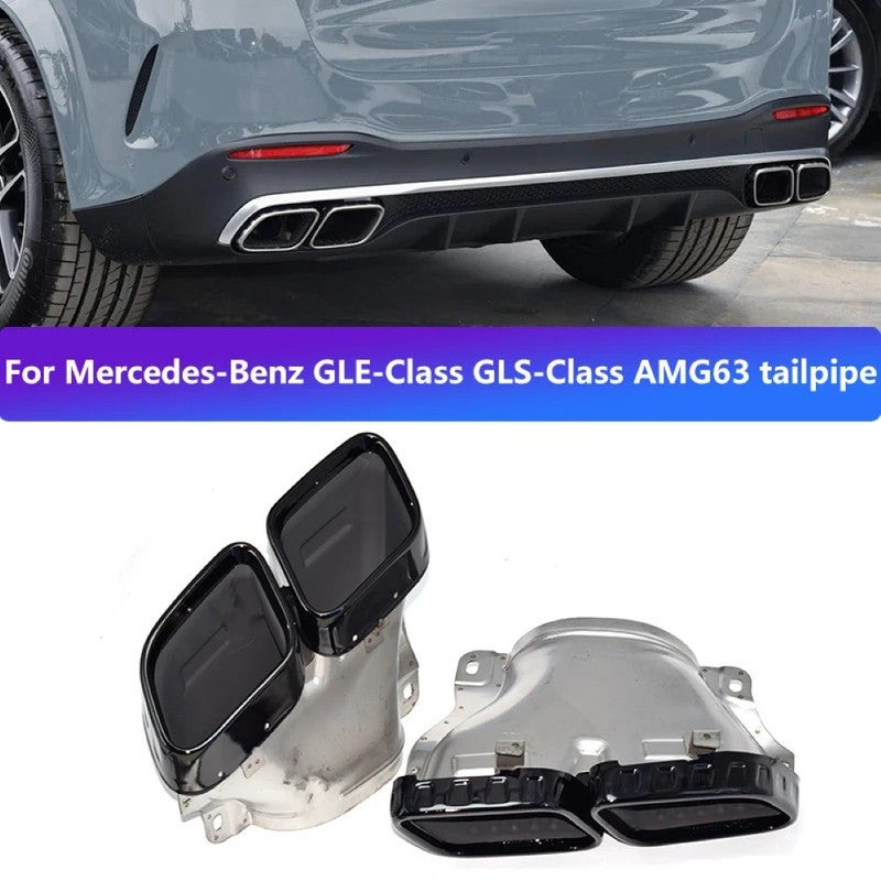 Car Craft Compatible With Mercedes Benz Gls Gle W167 X167 2019-2025 Amg Exhaust Tip Pipe Dual Black Gc W167-010 - CAR CRAFT INDIA