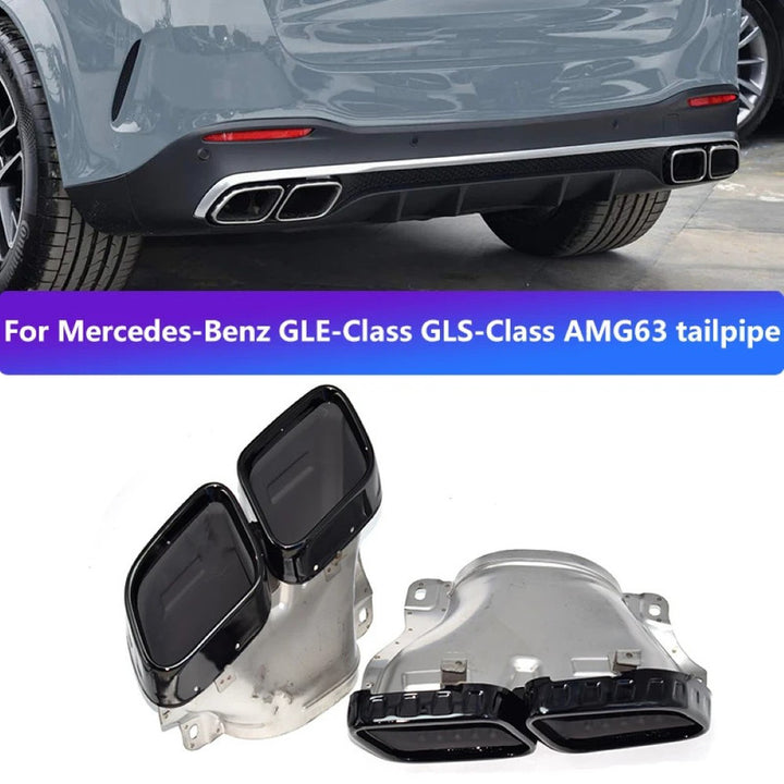 Car Craft Compatible With Mercedes Benz Gls Gle W167 X167 2019-2025 Amg Exhaust Tip Pipe Dual Black Gc W167-010 - CAR CRAFT INDIA