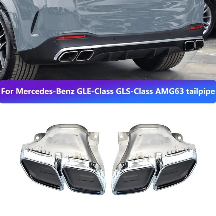 Car Craft Compatible With Mercedes Benz Gls Gle W167 X167 2019-2025 Amg Exhaust Tip Pipe Dual Silver Chrome Gc W167-009 - CAR CRAFT INDIA