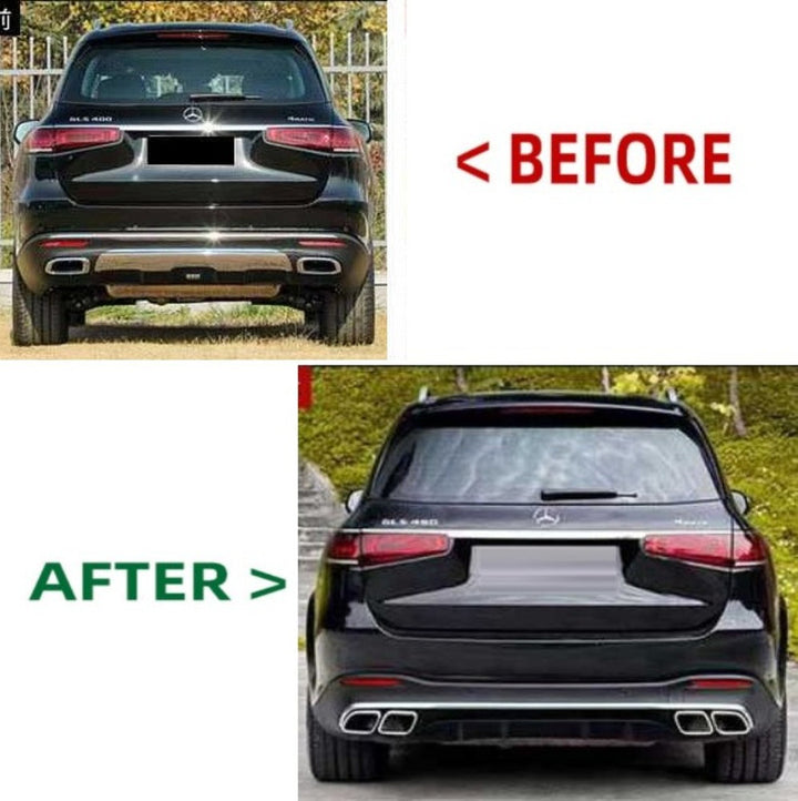 Car Craft Compatible With Mercedes Benz Gls W167 X167 2019-2025 Amg Rear Bumper Upgrade Convert To E63 Amg After Rear Lip Diffuser Silver Gc X167-003