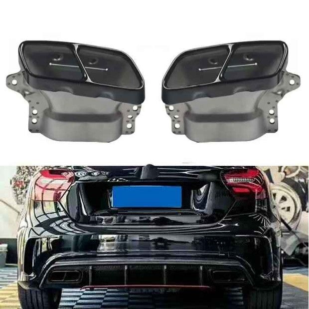 Car Craft Compatible With Mercedes Benz A Class W176 2012-2016 Rear Bumper Upgrade Convert To Amg Amg45 Exhaust Tip Pipe Black W176-012