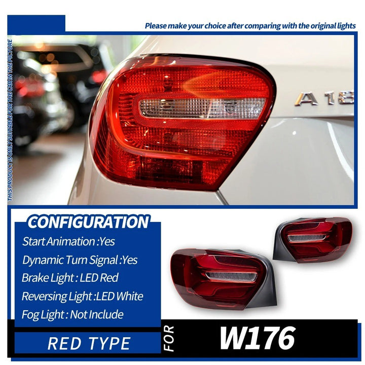 Car Craft Compatible With Mercedes Benz A Class W176 2013-2018 Car Rear Upgraded Tail Light Lamp Xenon Taillight Retrofit Upgrade Modified Led Drl Hid Red CC-10883