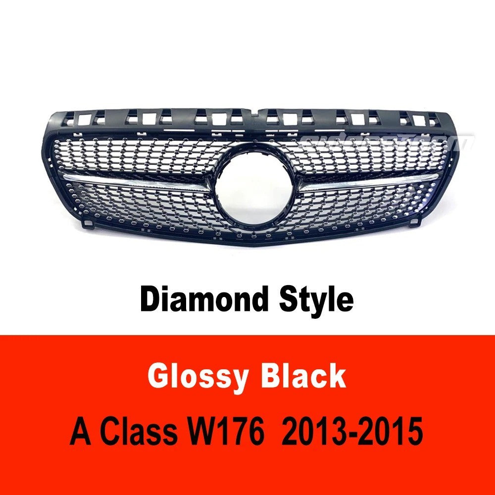 Car Craft Compatible With Mercedes Benz A Class W176 2012-2016 Front Bumper AMG Show Grill Diamond Black CC-1698