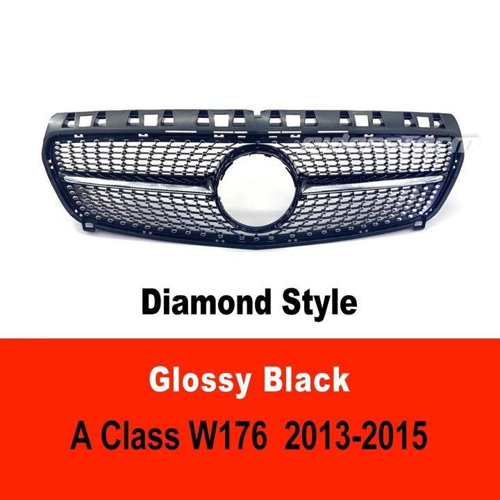 Car Craft Compatible With Mercedes Benz A Class W176 2012-2016 Front Bumper AMG Show Grill Diamond Black CC-1698