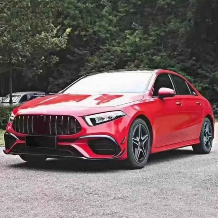 Car Craft Compatible With Mercedes Benz A Class W177 2018-2024 Front Rear Bumper Side Skirt Diffuser Exhaust Tip Upgrade Convert To Amg Amg45s Bumper Bodykit W177-017