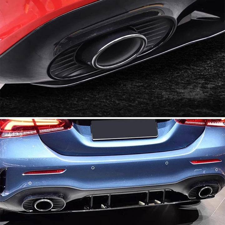 Car Craft Compatible With Mercedes Benz A Class W177 2018-2024 Rear Bumper Upgrade Convert To Amg Amg45 Exhaust Tip Pipe Single Black W177-012