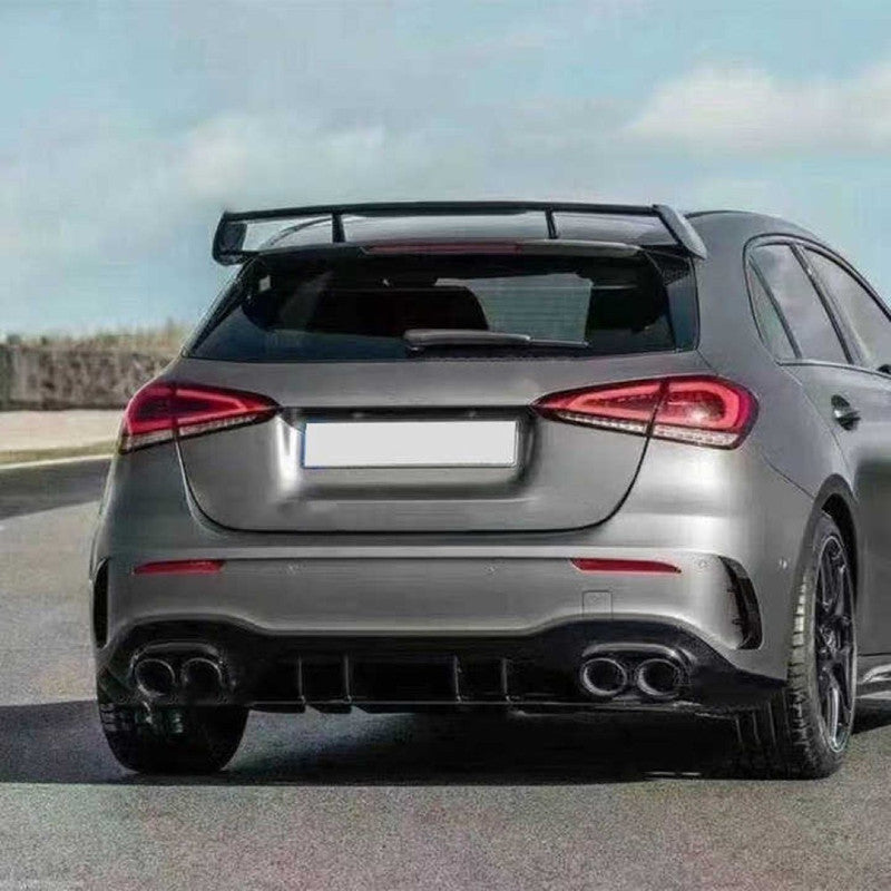 Car Craft Compatible With Mercedes Benz A Class W177 2019+ Hatchback Amg Rear Trunk Boot Roof Wing Lip Spoiler Splitter Skirts Carbon Fiber Look