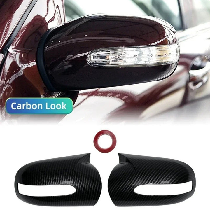 Car Craft Compatible With Mercedes Benz C Class W203 E Class W211 2001-2007 Side Rear View Case Wing Cap Shell Housing Mirror Covers 3m Tape Pasting Style Carbon Fiber Look CC-11555