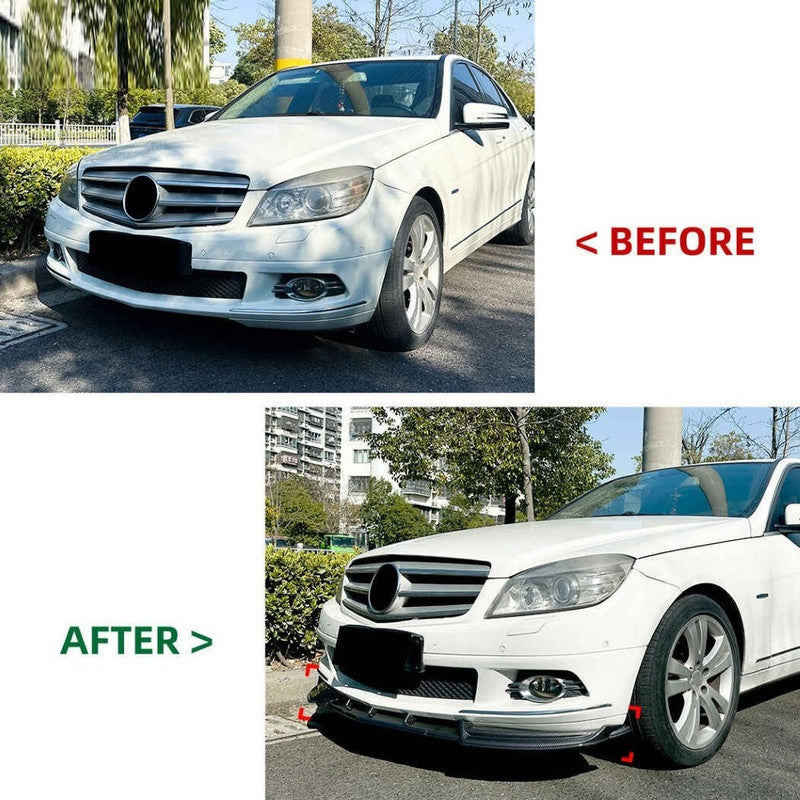 Car Craft Compatible With Mercedes Benz C Class W204 2007-2010 Standard Front Bumper Lip Splitter Skirts Zst-1104 Cf Carbon Fiber Look - CAR CRAFT INDIA