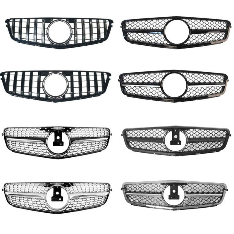 Car Craft Compatible With Mercedes Benz C Class W204 2007-2014 Upgrade Front Bumper Amg Show Grill Black Silver Gc W204-004