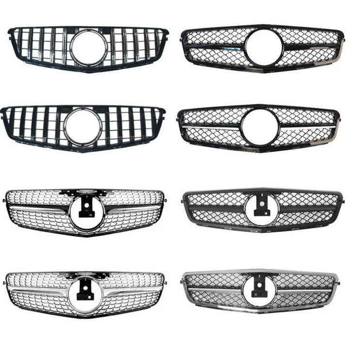 Car Craft Compatible With Mercedes Benz C Class W204 2007-2014 Upgrade Front Bumper Amg Show Grill Black Silver Gc W204-004