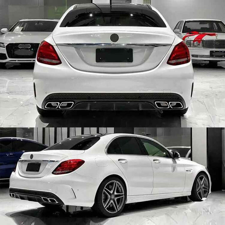 Car Craft Compatible With Mercedes Benz C Class W205 2015-2021 Amg Rear Bumper Upgrade Convert To Amg Amg C63 After Rear Lip Diffuser Silver Gc W205-019