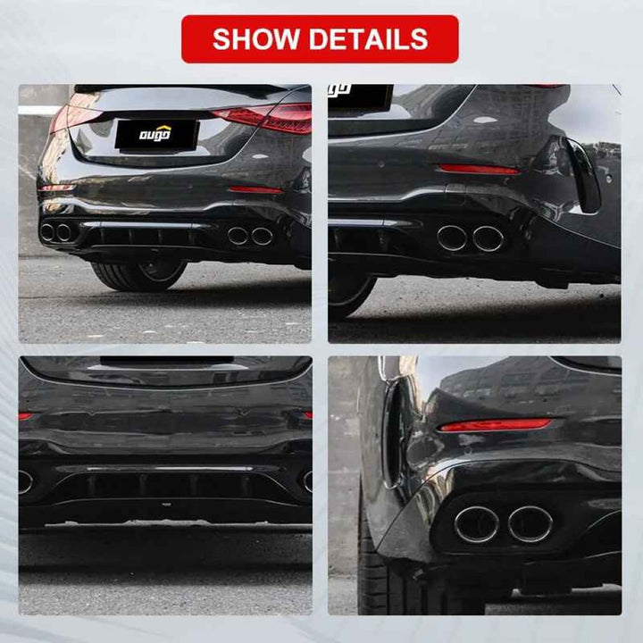 Car Craft Compatible With Mercedes Benz C Class W206 C206 2020-2026 Amg Rear Bumper Exhaust Pipe Tip C43 C63 Silver