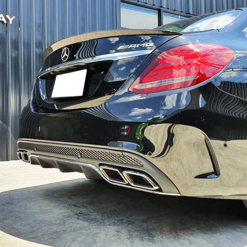 Car Craft Compatible With Mercedes Benz C Class W205 C205 Coupe 2015-2021 Rear Bumper Upgrade Convert To Amg Amg C63 Exhaust Tip Pipe Dual Black Gc W205-022