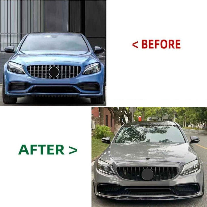 Car Craft Compatible With Mercedes Benz C Class W205 C205 Coupe 2015-2021 Amg C63 Front Bumper Lip Splitter Skirts Carbon Fiber Look Gc W205-015/016 Cf