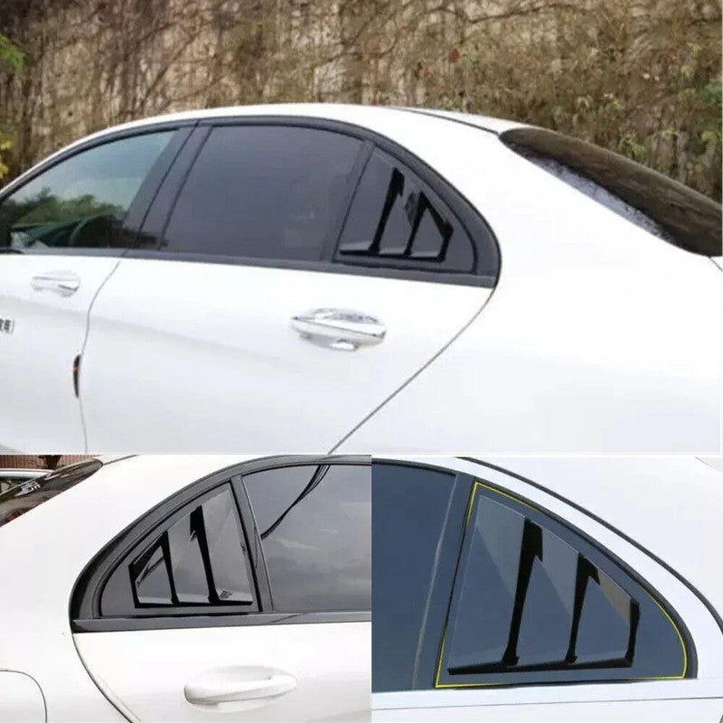 Car Craft Compatible With Mercedes Benz C Class W205 2015-2021 Car Rear Window Shutter Cover Louver Side Vent Trim Triangle Glossy Black - CAR CRAFT INDIA