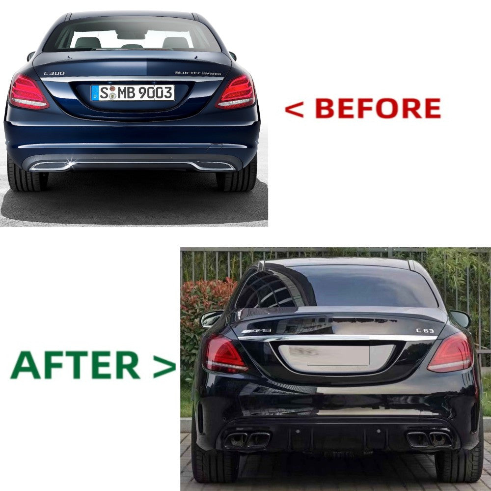Car Craft Compatible With Mercedes Benz C Class W205 C205 Coupe 2015-2021 Rear Bumper Upgrade Convert To Amg C63 Bumper Bodykit Gc W205-017