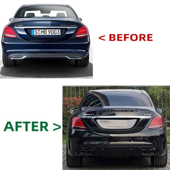 Car Craft Compatible With Mercedes Benz C Class W205 C205 Coupe 2015-2021 Rear Bumper Upgrade Convert To Amg C63 Bumper Bodykit Gc W205-017