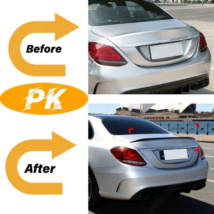 Car Craft Compatible With Mercedes Benz C Class W205 2014-2021 Rear Trunk Wing Boot Lip Wing Spoiler C63s Glossy Black Benz-040