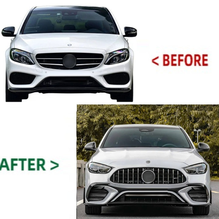 Car Craft Compatible With Mercedes Benz C Class W205 2015-2022 To W206 C63 2023 Amg Upgrade Facelift Conversion Bodykit Bumper Hood Headlight Taillight CC-6431