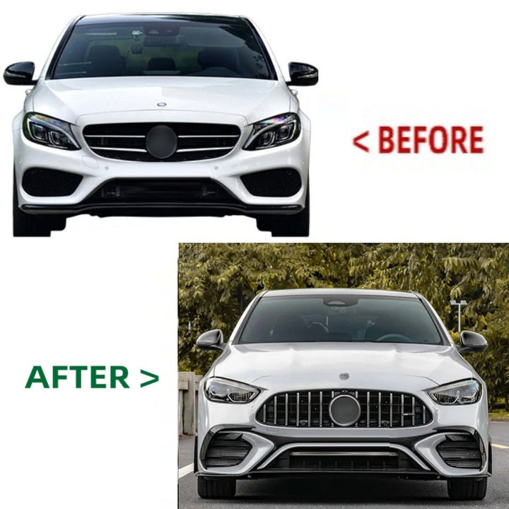 Car Craft Compatible With Mercedes Benz C Class W205 2015-2022 To W206 C63 2023 Amg Upgrade Facelift Conversion Bodykit Bumper Hood Headlight Taillight NON CUT CC-6431 - CAR CRAFT INDIA