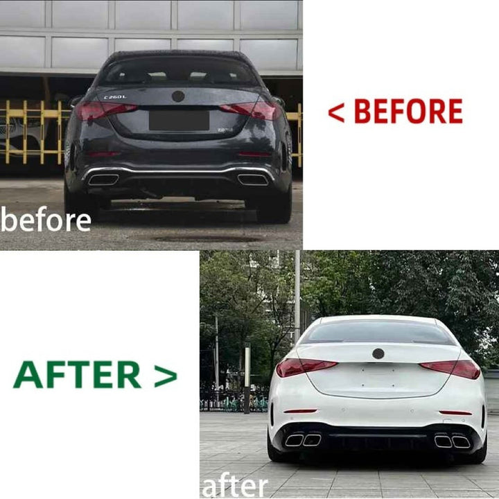 Car Craft Compatible With Mercedes Benz C Class W206 2022-2025 Amg Rear Bumper Upgrade Convert To Amg Amg C63 After Rear Lip Diffuser Gc W206-005