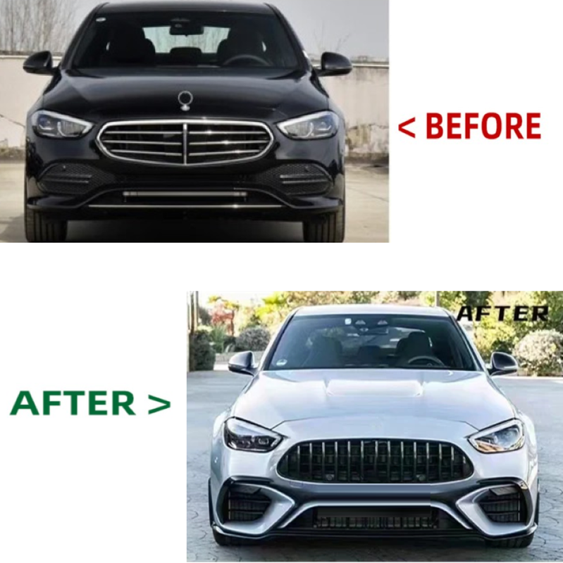 Car Craft Compatible With Mercedes Benz C Class W206 2022-2025 Front Rear Bumper Side Skirt Diffuser Exhaust Tip Upgrade Convert To Amg Amg C63 Bumper Bodykit W206-010