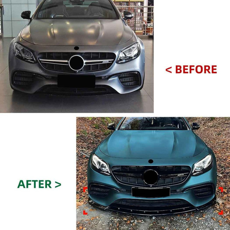Car Craft Compatible With Mercedes Benz E Class W213 2016-2020 E63 Amg Front Bumper Lip Splitter Skirts Zst-1136 Gb Glossy Black