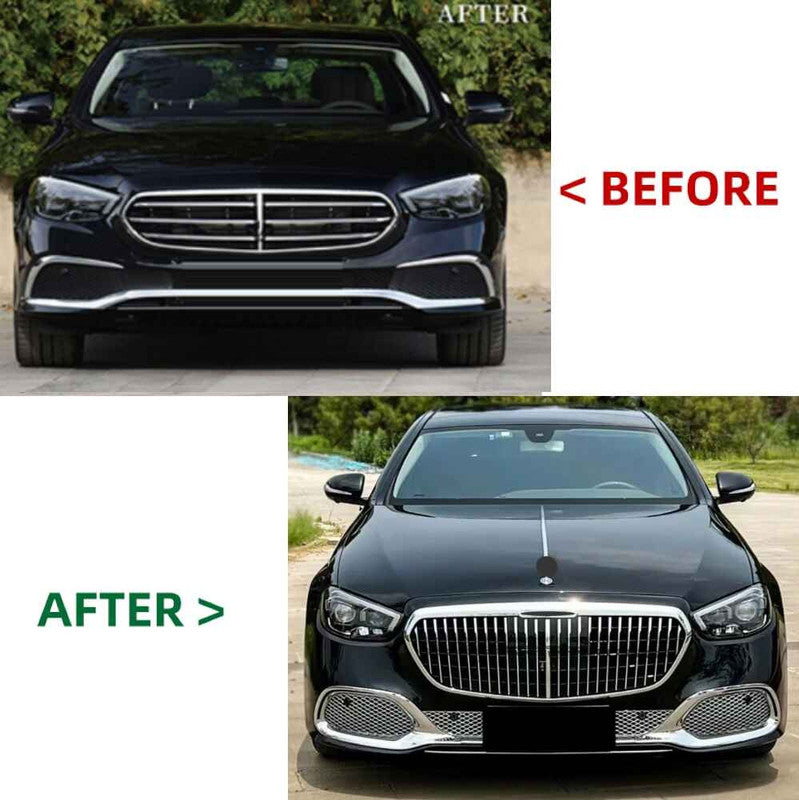 Car Craft Compatible With Mercedes Benz E Class W213 Lci 2021-2023 Upgrade Facelift Convert To Maybach Bodykit Front Bumper Gril Trim Skirt Gc W213 C238-048