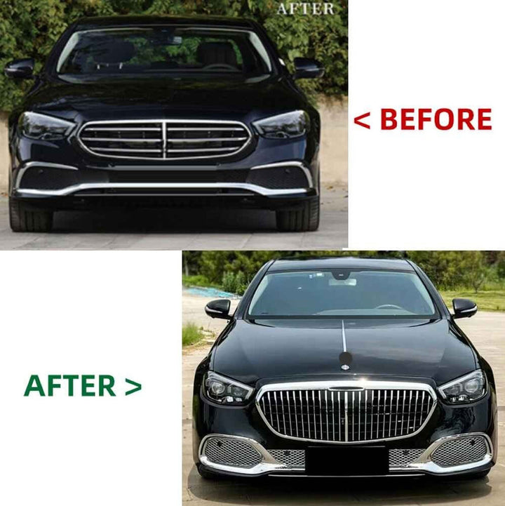 Car Craft Compatible With Mercedes Benz E Class W213 Lci 2021-2023 Upgrade Facelift Convert To Maybach Bodykit Front Rear Bumper Gril Exhaust Pipe Tip Diffsuer Trim